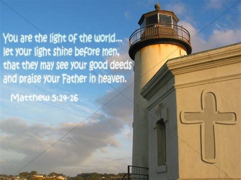 Light House Beacon With Verse From Matthew Christian Wallpaper