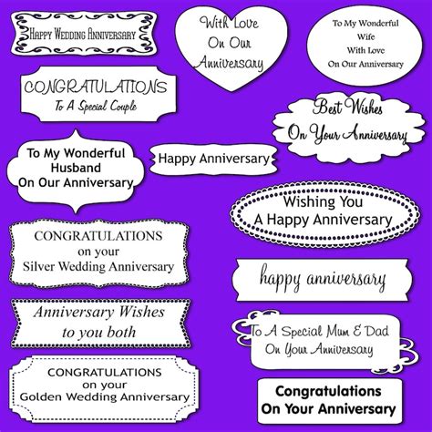 Anniversary Sentiments Digital Sheet Printable Card Sentiments