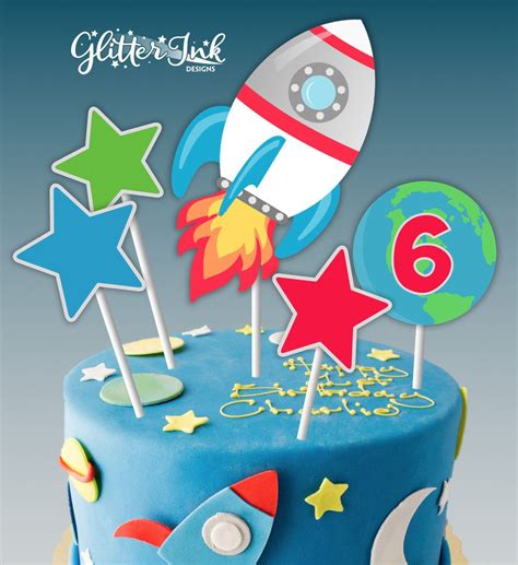 Baking Tools & Accessories NUOBESTY Space Astronaut Cake Topper Rocket Cake Decor Solar System ...