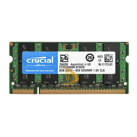 8GB Crucial 2X 4GB 4G DDR2-800MHz PC2-6400S 2RX8 200PIN SODIMM Laptop ...