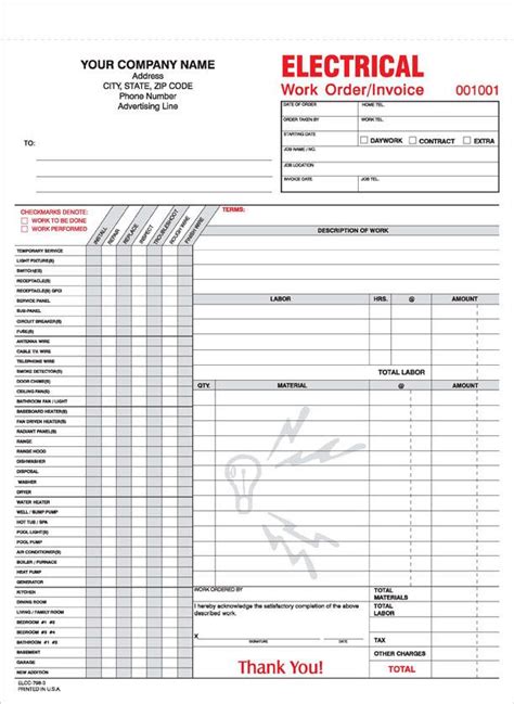 Free Electrical Invoice Template