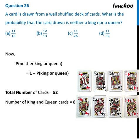 Ques Mcq A Card Is Drawn From A Well Shuffled Deck Of Cards