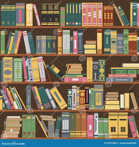 Книжные полки, книги, библиотека, вектор Иллюстрация вектора ...