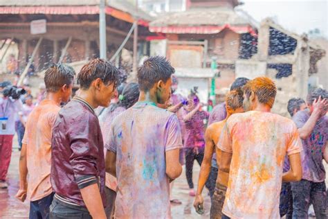 Holi Festival Of Colors Celebration In Kathmandu Nepal Editorial Stock