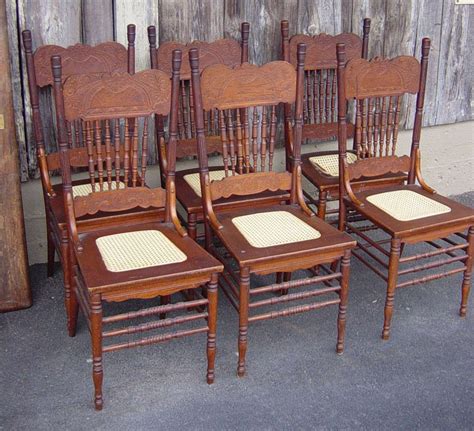 Set Of 6 Oak Press Back Chairs Doug Schmitt Antiques