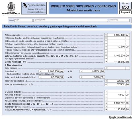 Ejemplo liquidación impuesto sucesiones