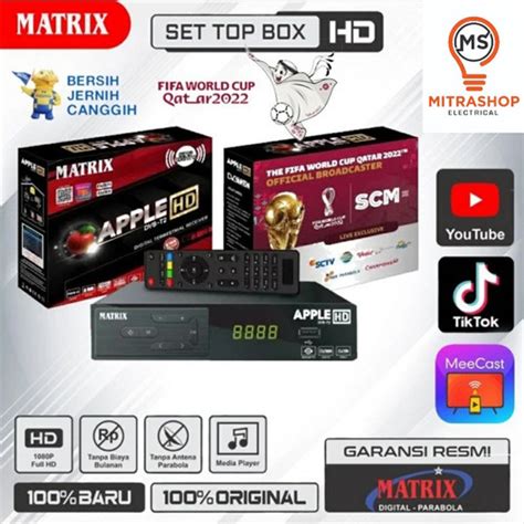 Promo Matrix Set Top Box Receiver Matrix Apple Merah DVB T2 STB TV