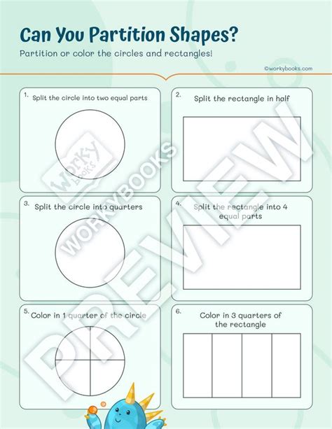 Worksheet Can You Partition Shapes Shapes Partitioning Shapes Fourths Quarters