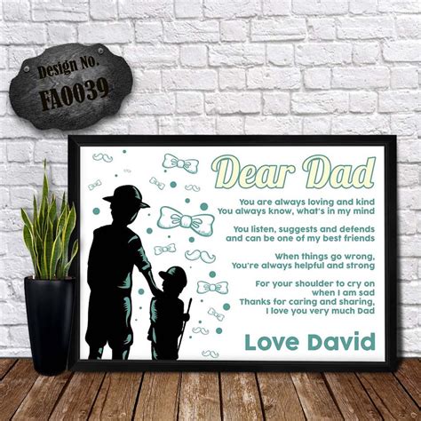 Dear Dad Poem Fathers Day Greeting Beautiful Dad Card Etsy