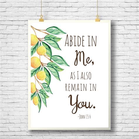 Printable Bible Verse Printable Abide In Me Print John 154 Etsy