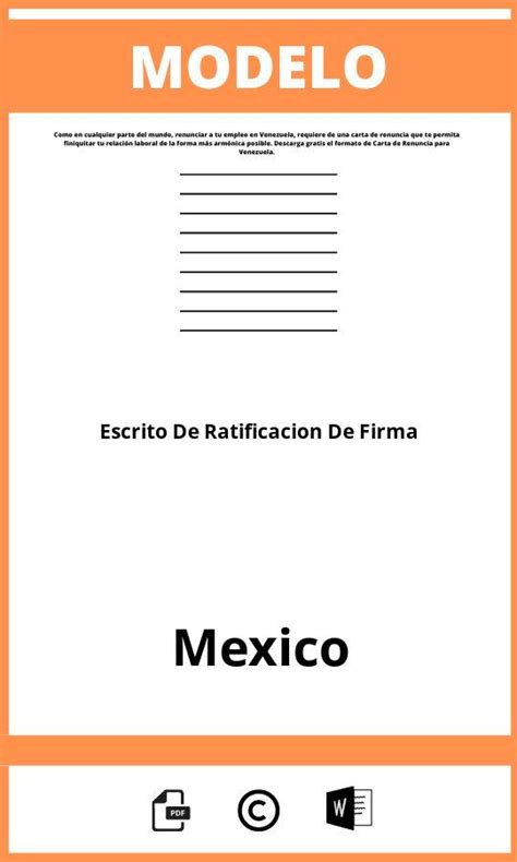 Modelo De Escrito De Ratificaci N De Firma