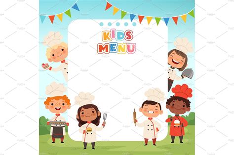 Children Cooking Background Little Pre Designed Vector Graphics