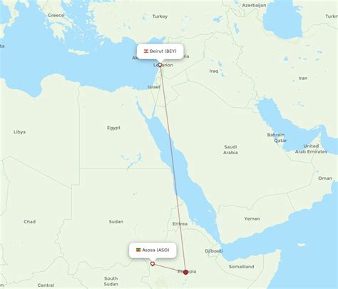 All Flight Routes From Beirut To Asosa BEY To ASO Flight Routes