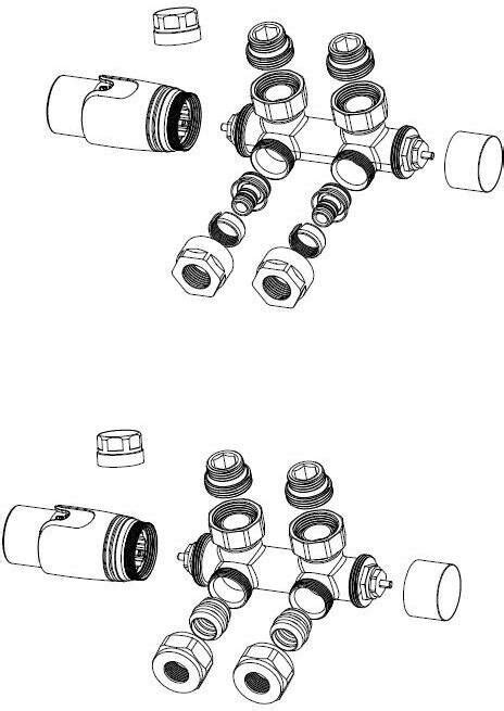 Riko Set Thermostatisch Onderblok Haaks Links Rechts Glans Wit 43 3575