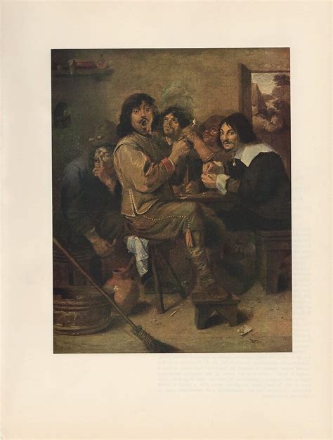 1956 Vintage Flemish The Smokers By Adriaen Brouwer Color