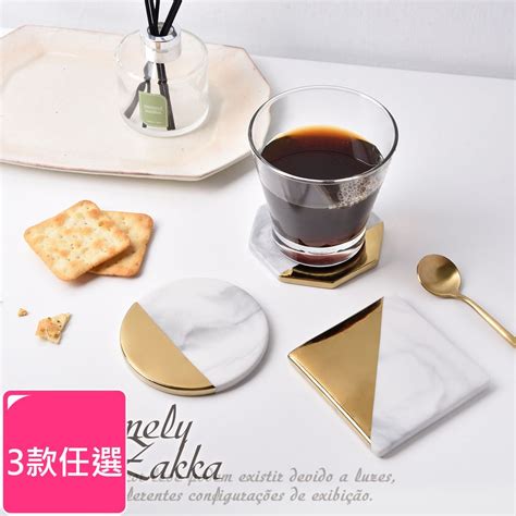 Homely Zakka 北歐輕奢風鍍金大理石紋陶瓷杯墊隔熱墊桌墊3款任選 Pchome 24h購物