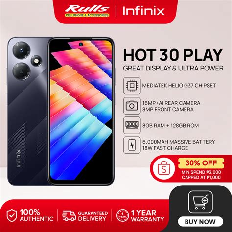 Infinix Hot Play Smartphone GB RAM GB ROM MediaTek Helio G HD Display NEW