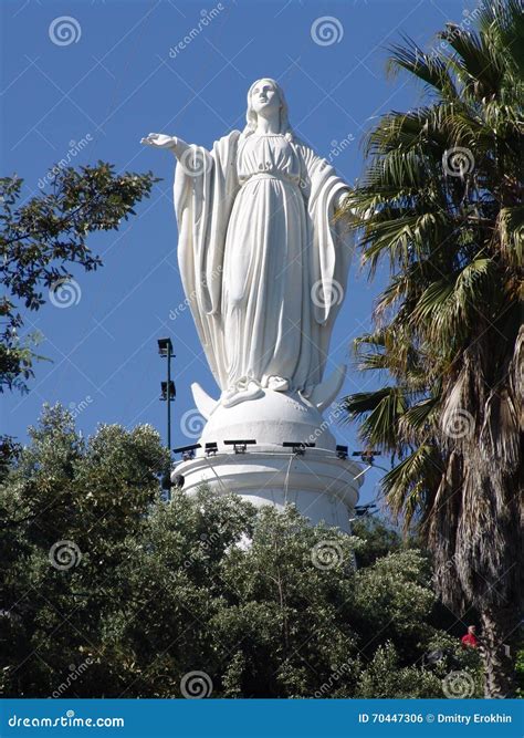 Santiago De Chile. Cerro San Cristobal. Statue of Virgin Mary Editorial ...