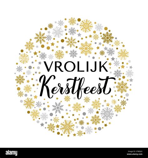 Vrolijk Kerstfeest Calligraphy Hand Lettering With Gold And Silver
