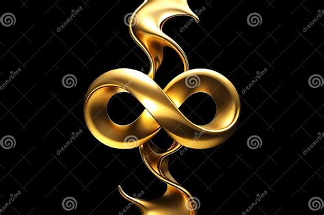 Golden Infinity Symbol With Elegant Curves On Black Background Stock Illustration Illustration