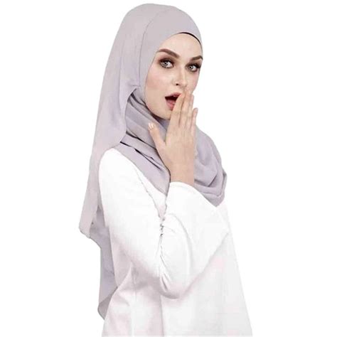 Bubble Chiffon Double Loop Instant Hijab Scarf Women Muslim Shawl Cape