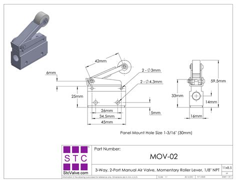 Mov Hand Operated Pneumatic Air Valve With Momentary Roller Lever