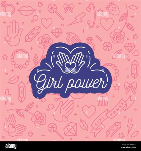 Vector Pattern With Icon And Hand Lettering Phrases Related To Girl