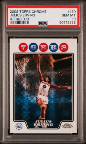 Topps Chrome Basketball Julius Erving X Fractor Psa