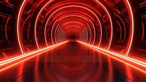 3d Rendering Of A Red Reflected Neon Tunnel On The Floor Background Neon Wallpaper Light