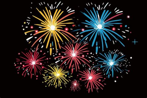 Premium Vector | Vector cartoon fireworks in dark background