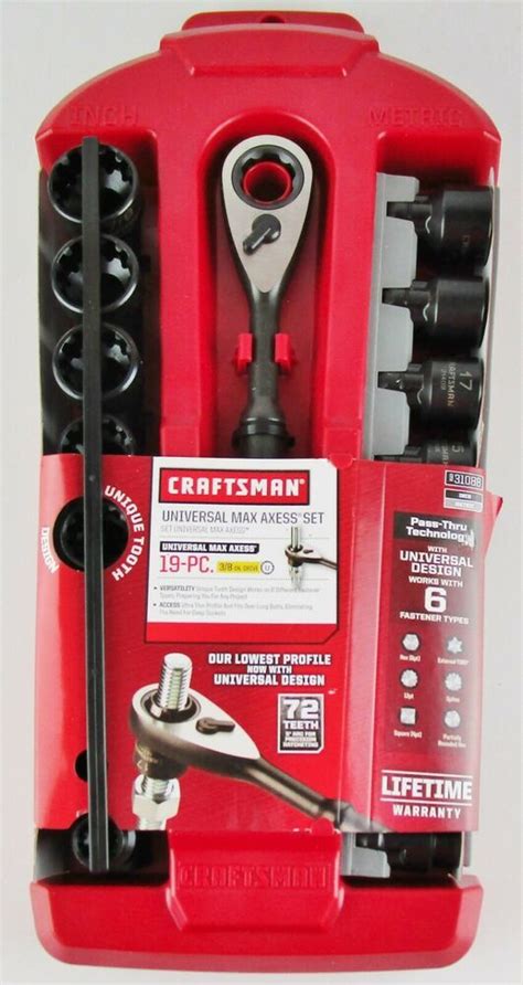 Craftsman 19pc Universal Max Axess 38in Drive Socket And Ratchet Tool