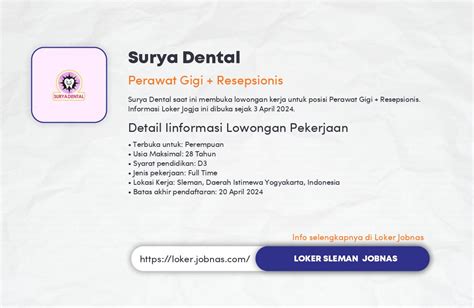 Lowongan Kerja Perawat Gigi Resepsionis