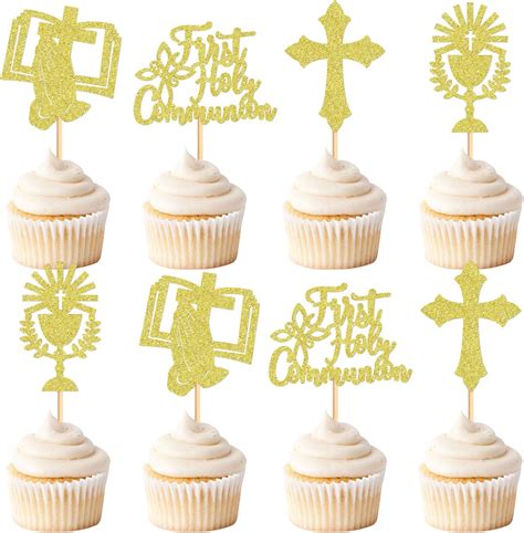 Amazon Keaziu 24 Pack First Holy Communion Cupcake Toppers Baptism