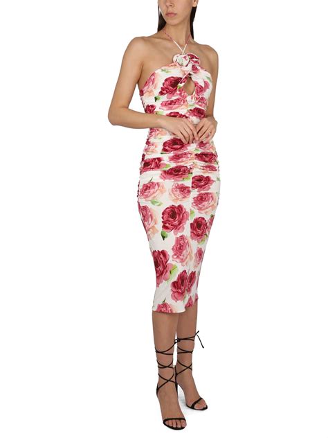 Magda Butrym Appliqu D Ruched Cutout Floral Print Stretch Jersey Midi