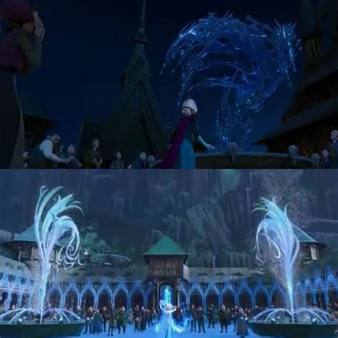 Notice How When Elsa Freezes The Fountain At First How It S Jagged And