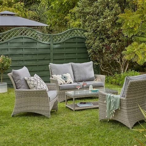 Florence Seater Grey Rattan Garden Sofa Set Homebase