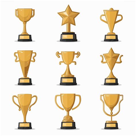 Una colección de nueve diseños diferentes de trofeos o premios | Vector