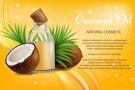 Premium Vector Coconut Oil Natural Cosmetic Vector Advertising Poster