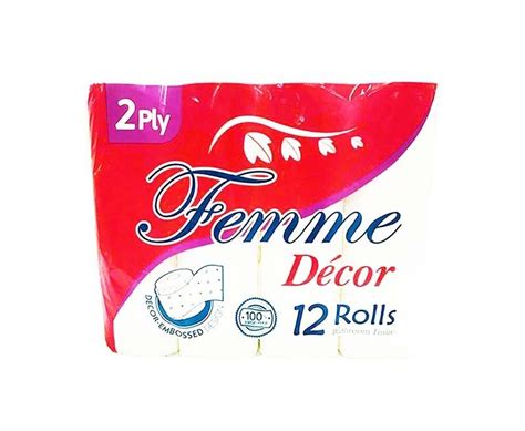 Femme Décor 2 Ply 12 Rolls Bathroom Tissue