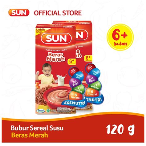 Jual SUN Bubur Sereal Susu Beras Merah 120 G Box X 2 Pcs Shopee Indonesia