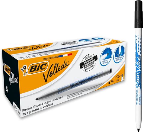 BIC Velleda 1721 Whiteboard Markers Fine Bullet Nib Black Box Of 24