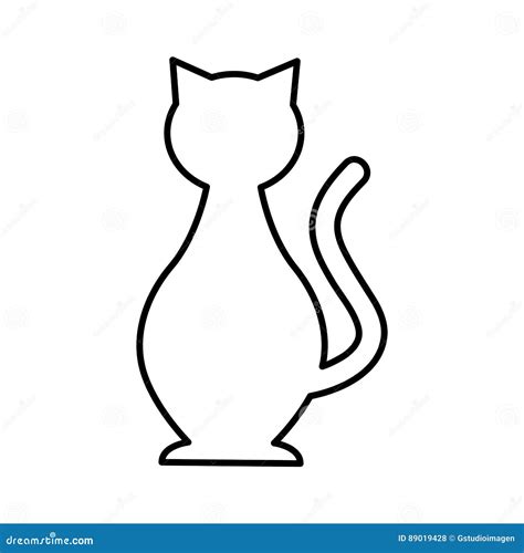 Icono Aislado Silueta Linda De La Mascota Del Gato Ilustración Del