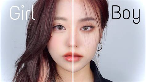 Half kpop male female makeup 반반 여돌 vs 남돌 메이크업 YouTube Monolid Eye