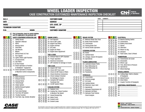 Wheel Loader Inspection Checklist