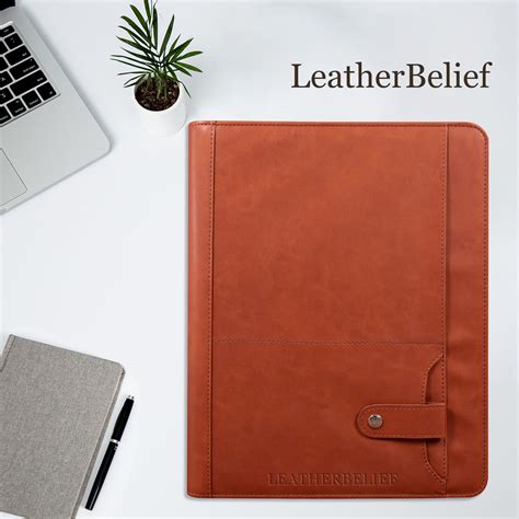 Engraved Business Leather Portfolio A4 Zipper Folio PU Leather Folder