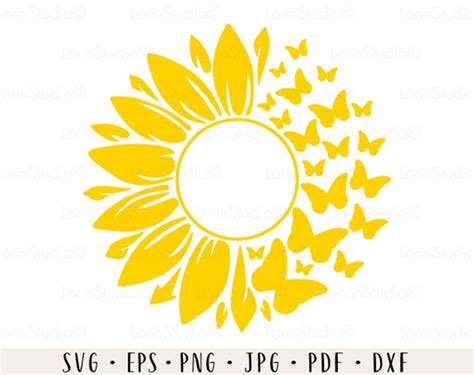 Sunflower Butterfly Svg Sunflower Monogram Sunflower Svg Etsy