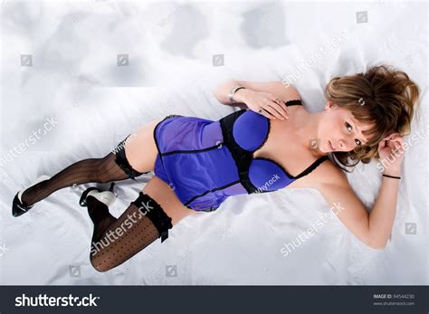 Portrait Sexy Girl Blue Lingerie Stock Photo Shutterstock