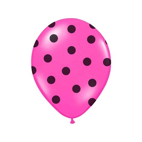 Lot De Ballons Latex Fuschia Pois Noirs Cm