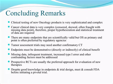 Endpoint Considerations In Cancer Clinical Trials Ppt