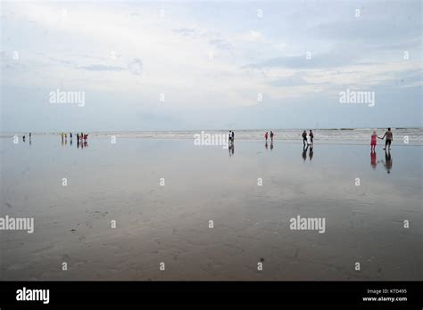 Visitors Enjoys In The Cox S Bazar Sea Beach In Bangladesh Stock Photo